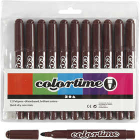 Pennarelli Colortime, ampiezza tratto 5 mm, marrone scuro, 12 pz/ 1 conf. [HOB-37360]