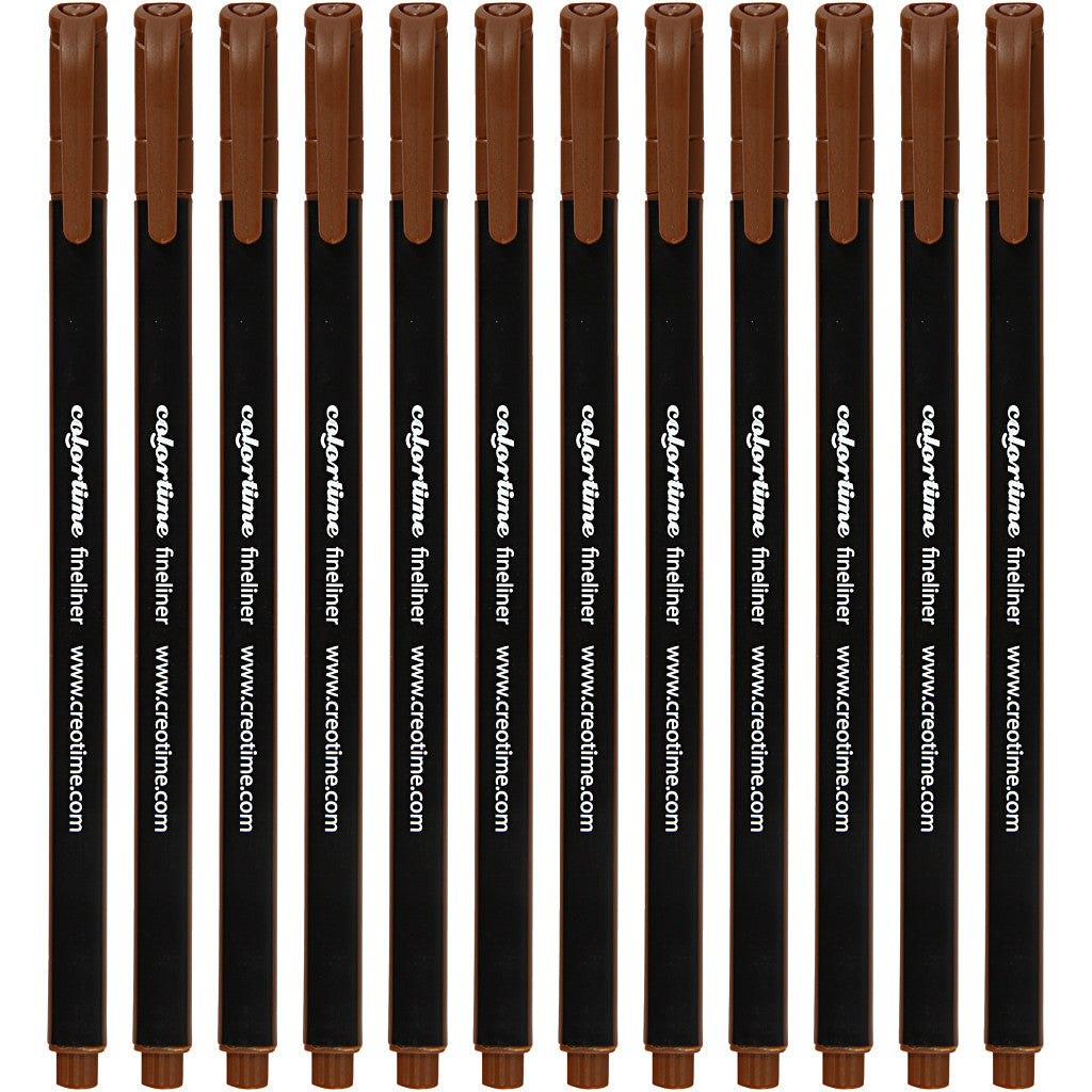 Pennarelli Fineliner Colortime, ampiezza tratto 0,6-0,7 mm, marrone, 12 pz/ 1 conf. [HOB-373642]