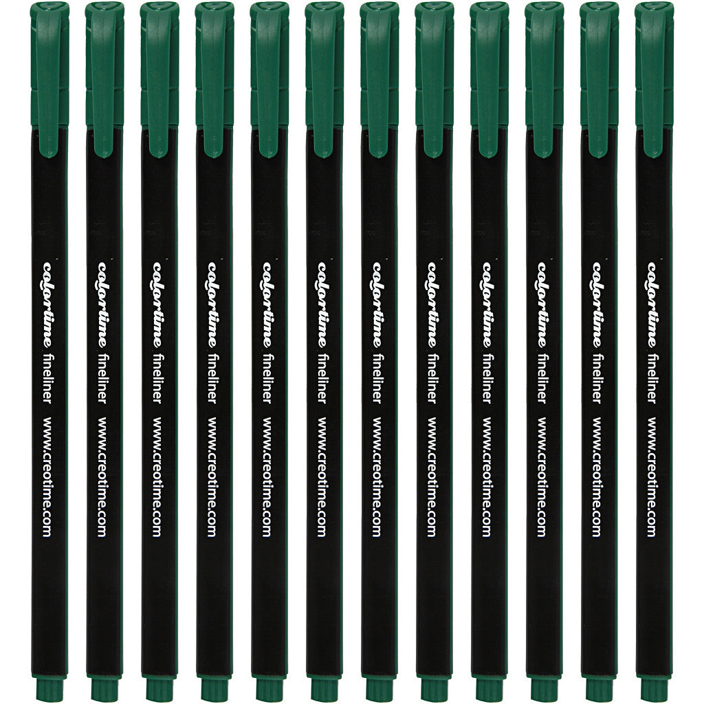 Pennarelli Fineliner Colortime, ampiezza tratto 0,6-0,7 mm, verde scuro, 12 pz/ 1 conf. [HOB-373654]