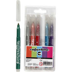 Pennarelli Glitter Colortime, ampiezza tratto 2 mm, colori asst., 6 pz/ 1 conf. [HOB-37370]
