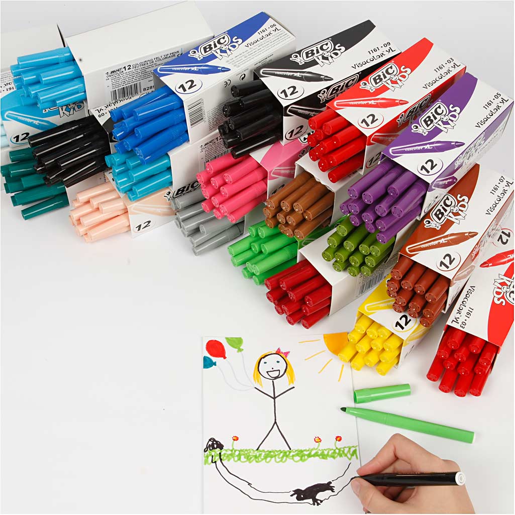 BIC Pennarelli Visa Color, ampiezza tratto 3 mm, colori asst., 12x24 pz/ 1 conf. [HOB-37498]