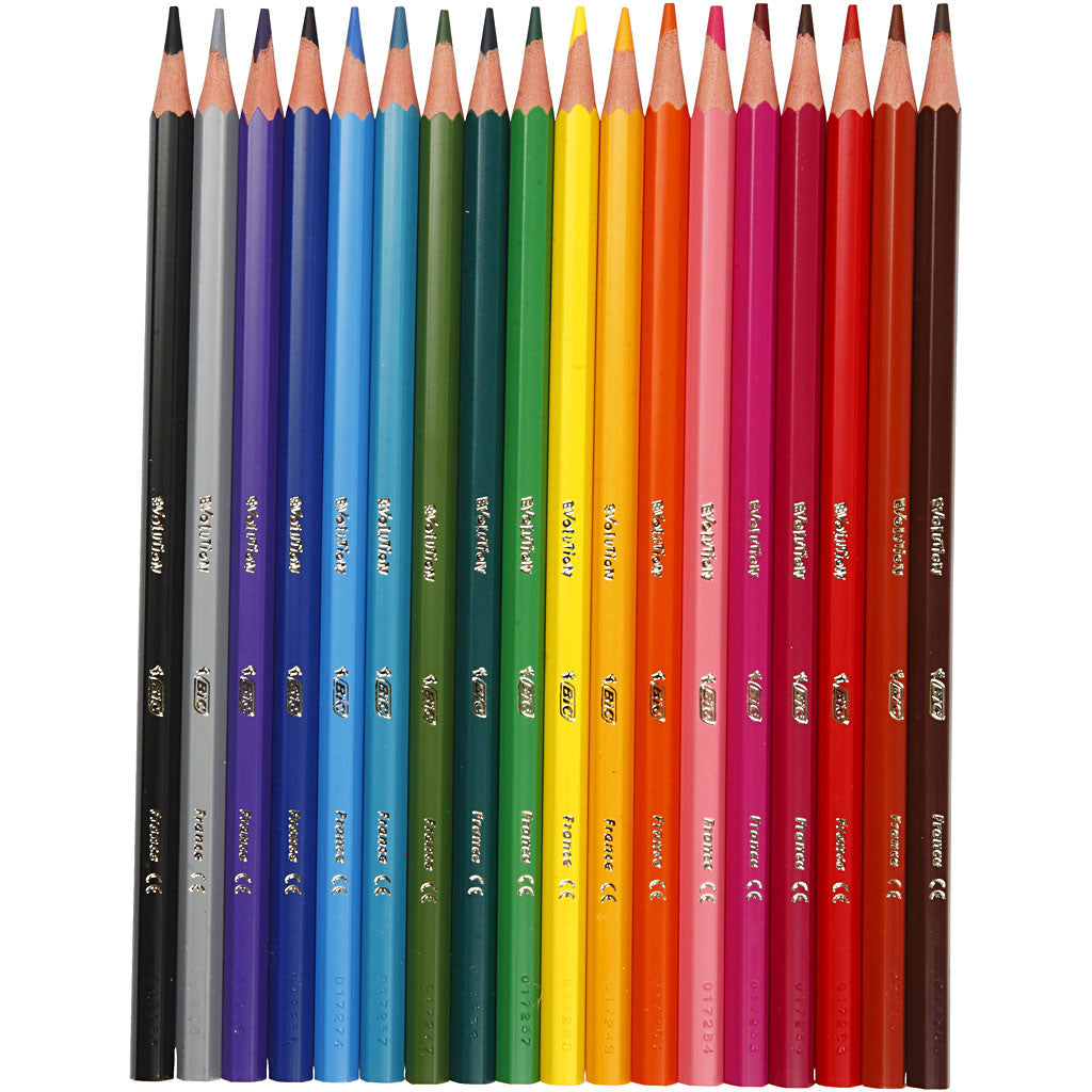 BIC Matite Colorate Evolution, Esagonali, L: 17,5 cm, mina 3 mm, colori asst., 18 pz/ 1 conf. [HOB-37589]