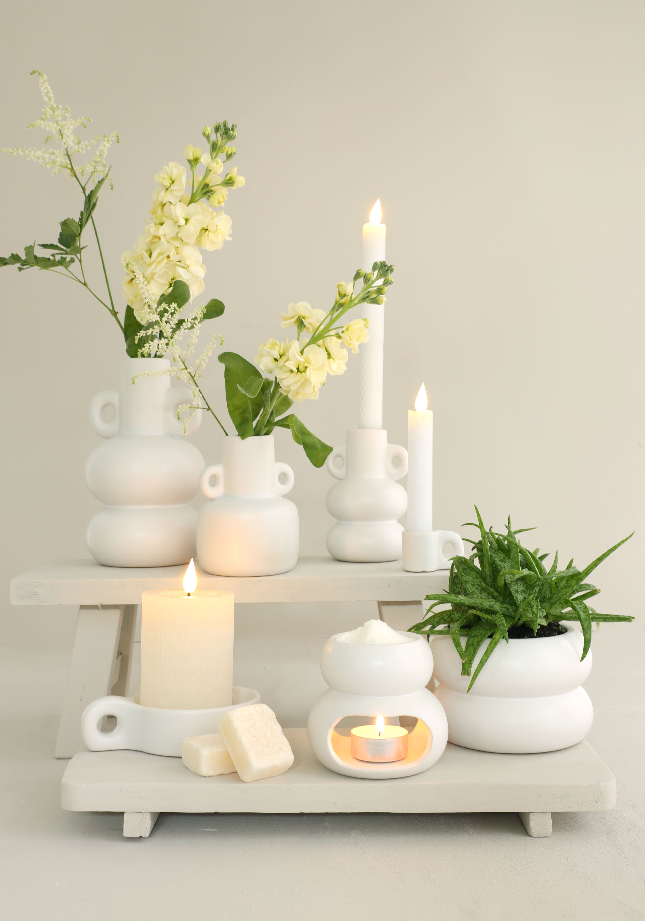 Candela a matita LED Ø2,1 h. 25cm bianco (Set di 2 pz) [IFS-32587]