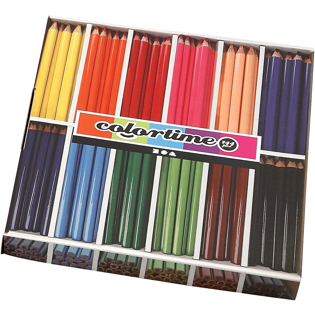 Matite Colorate Colourtime, L: 17,45 cm, mina 5 mm, JUMBO, colori asst., 12x12 pz/ 1 conf. [HOB-38080]