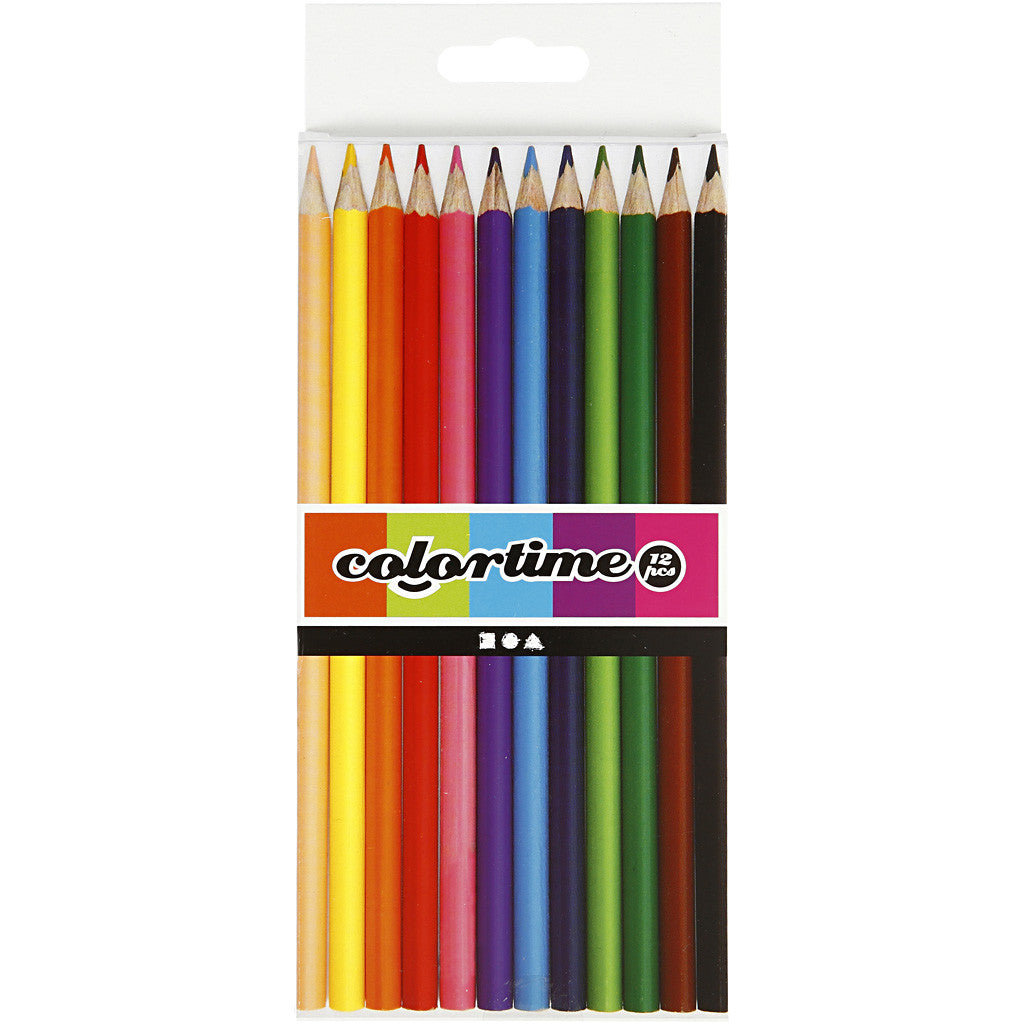 Matite Colorate Colortime, L: 17,45 cm, mina 3 mm, colori asst., 12 pz/ 1 conf. [HOB-38093]