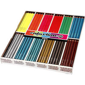 Matite Colorate Colortime, L: 17,45 cm, mina 3 mm, colori metallici, colori neon, 144 pz/ 1 conf. [HOB-38098]