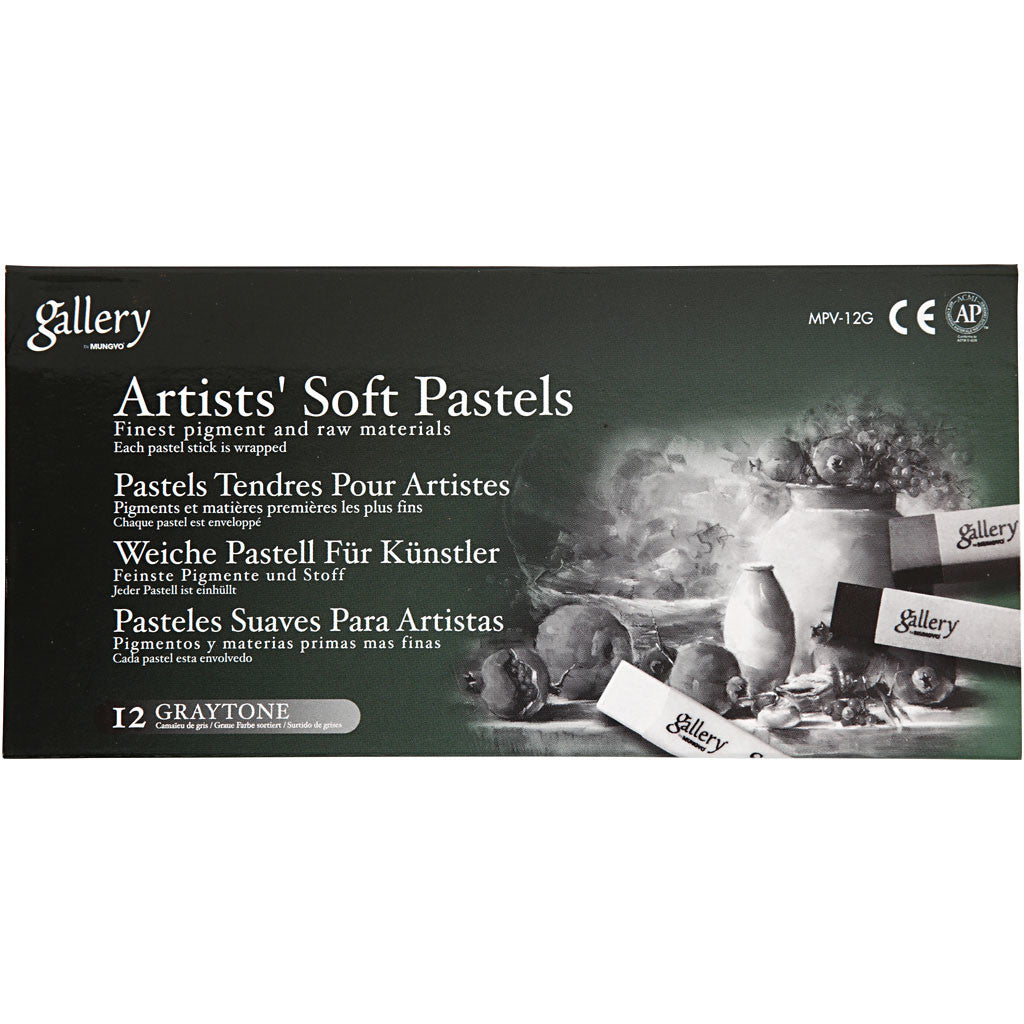 Set Pastelli Morbidi Gallery, L: 6,5 cm, spess. 10 mm, armonia nero/bianco, 12 pz/ 1 conf. [HOB-38160]