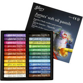 Pastelli a Olio Gallery Premium, L: 7 cm, spess. 10 mm, colori asst., 24 pz/ 1 conf. [HOB-38279]