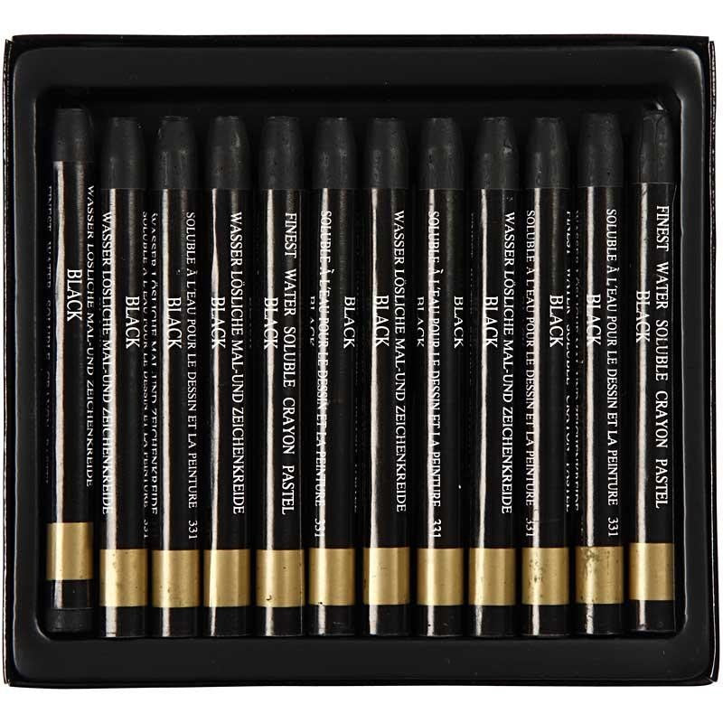 Pastelli acquerellabili, L: 9,3 cm, spess. 8 mm, nero(331), 12 pz/ 1 conf. [HOB-38299]