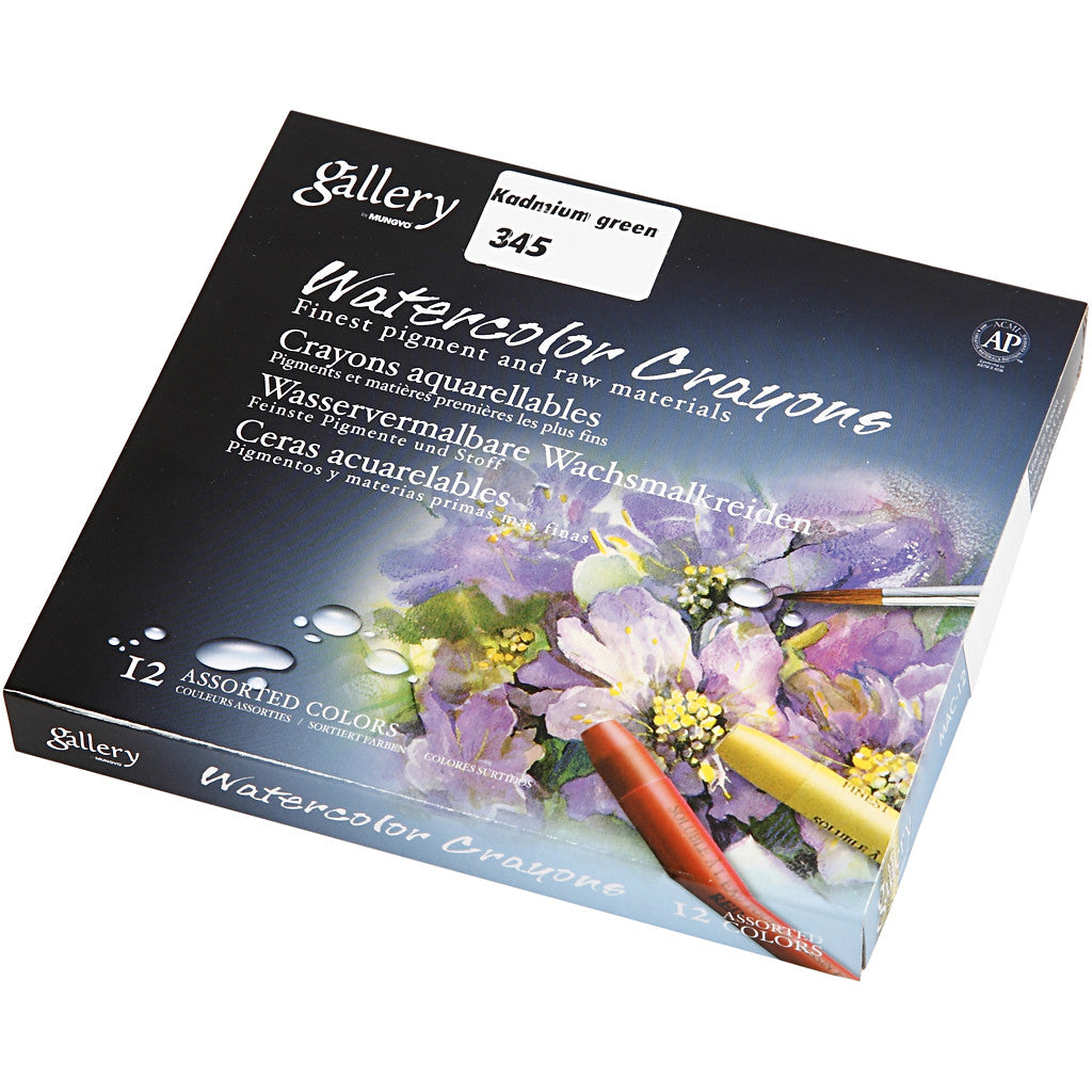 Pastelli acquerellabili, L: 9,3 cm, spess. 8 mm, verde cadmio (345), 12 pz/ 1 conf. [HOB-38327]