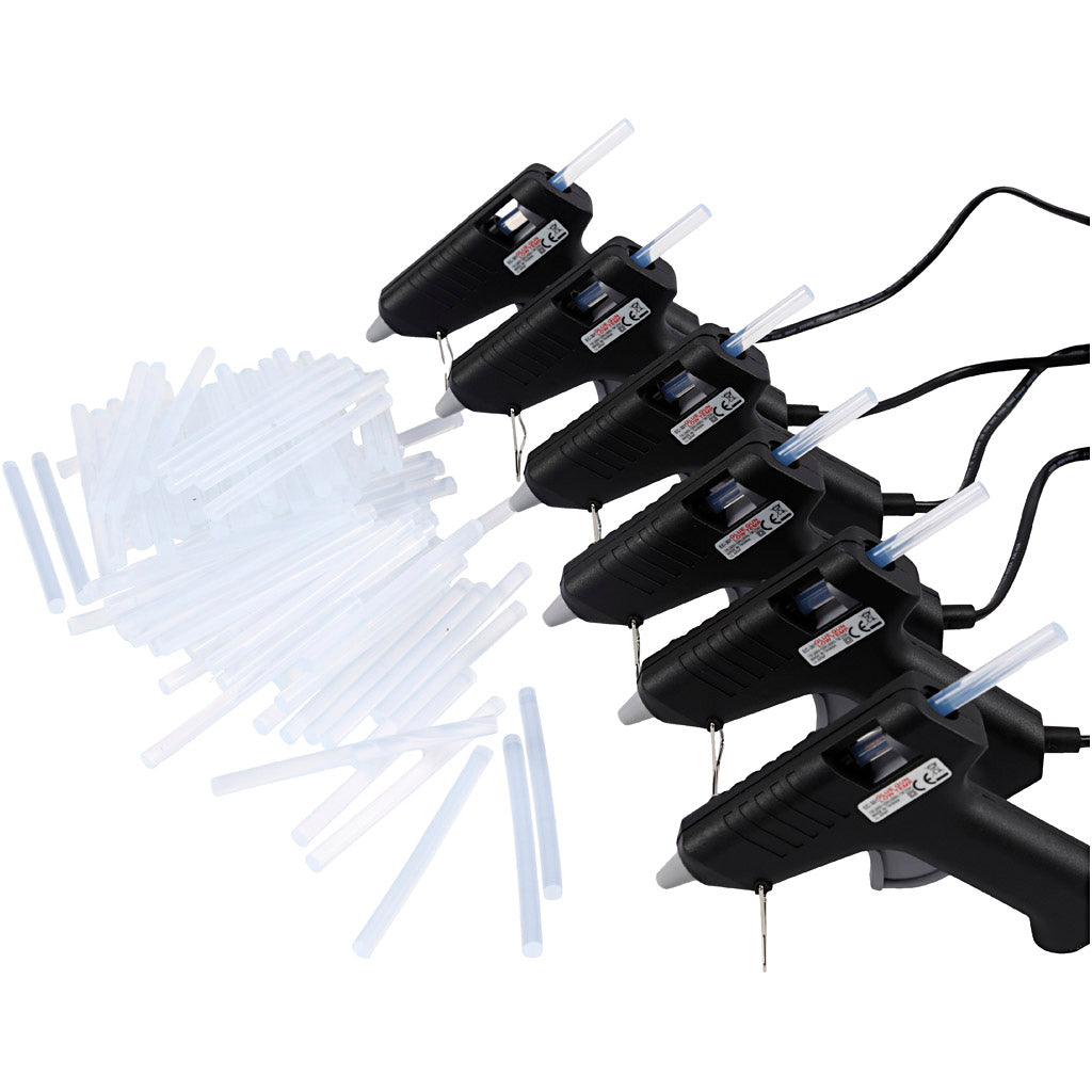 Mini Glue Guns with Glue, 130 °C - Low Temperature, ca. 125 cm cord, EU