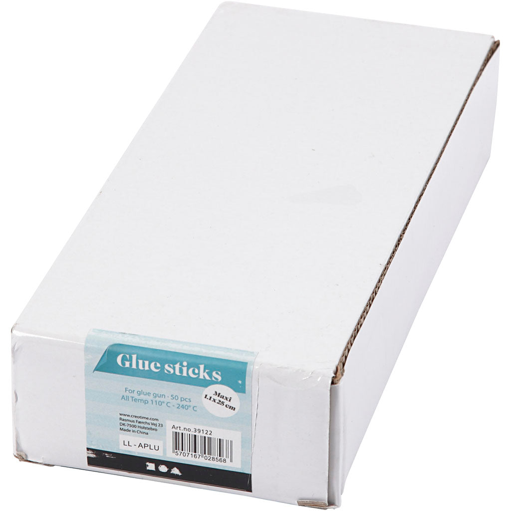 Ricariche stick per colla a caldo Maxi, L: 25 cm, diam 11 mm, 50 pz/ 1 conf. [HOB-391225]