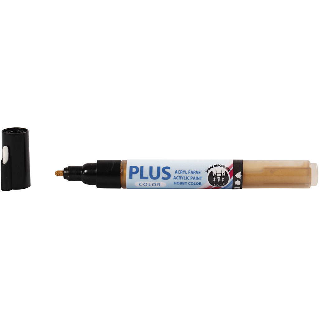 Plus Color Marker, L: 14,5 cm, ampiezza tratto 1-2 mm, oro, 5,5 ml, 1 pz [HOB-39852]