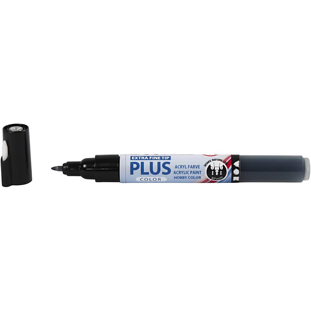 Plus Color Marker, L: 14,5 cm, ampiezza tratto 0,7 mm, nero, 5,5 ml, 1 pz [HOB-39942]