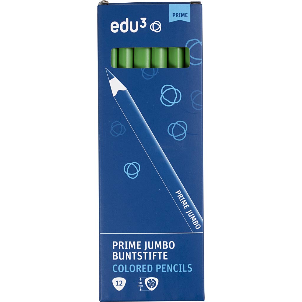 Matite Colorate edu jumbo, spess. 10 mm, mina 6,25 mm, verde chiaro, 12 pz/ 1 conf. [HOB-408062]