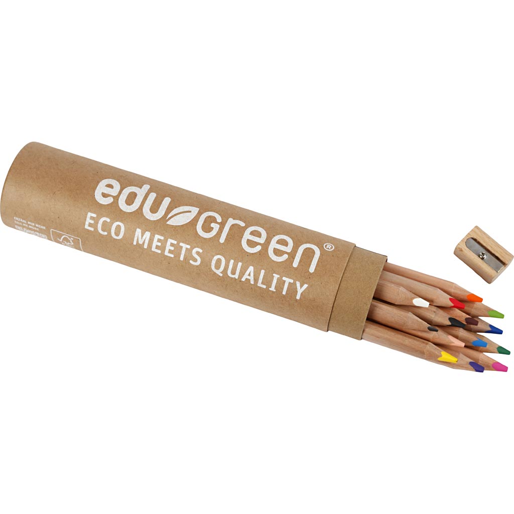 Matite Colorate Edugreen Jumbo, mina 5 mm, colori asst., 12 pz/ 1 conf. [HOB-408114]
