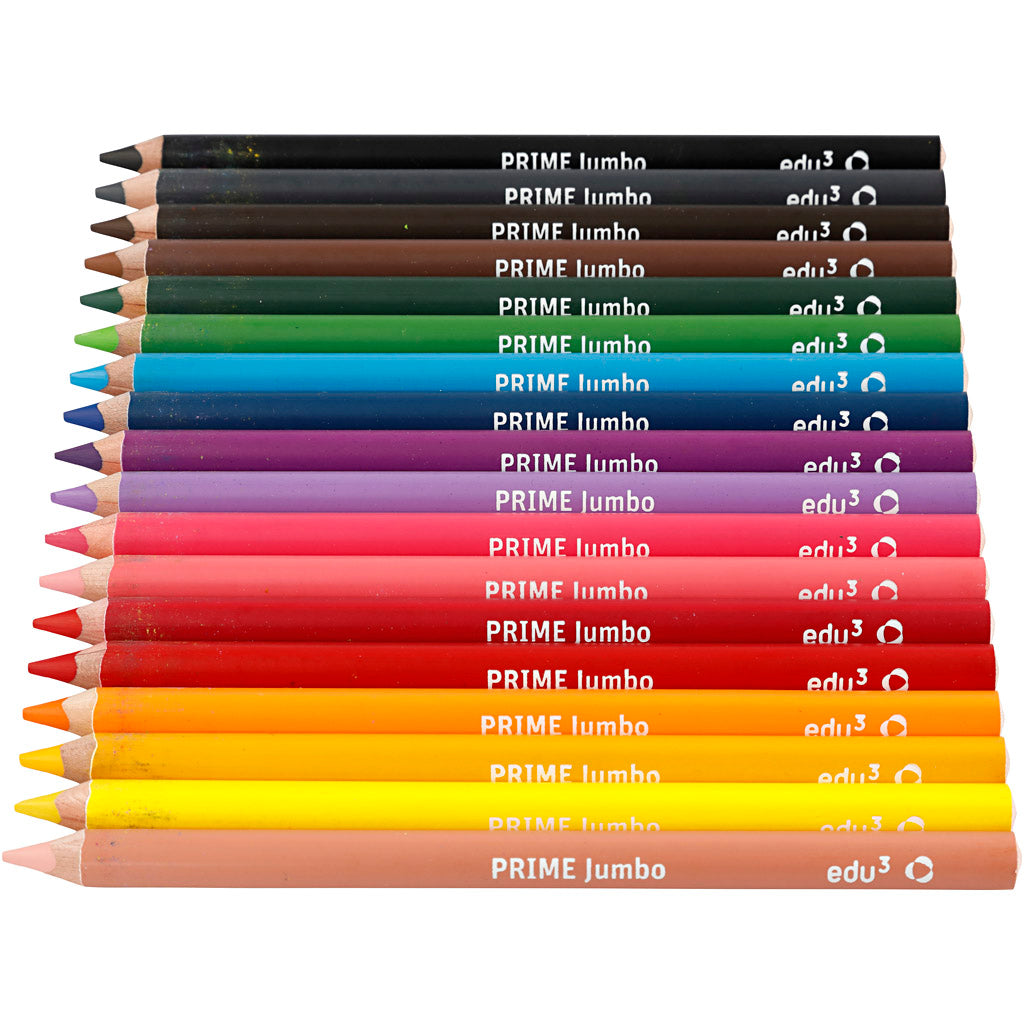 Matite Colorate edu jumbo, spess. 10 mm, mina 6,25 mm, colori asst., 18 pz/ 1 conf. [HOB-409018]