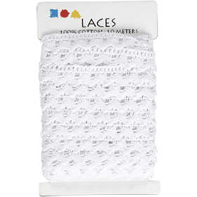 Bordini all'uncinetto, L: 19 mm, bianco, 10 m/ 1 rot. [HOB-41091]