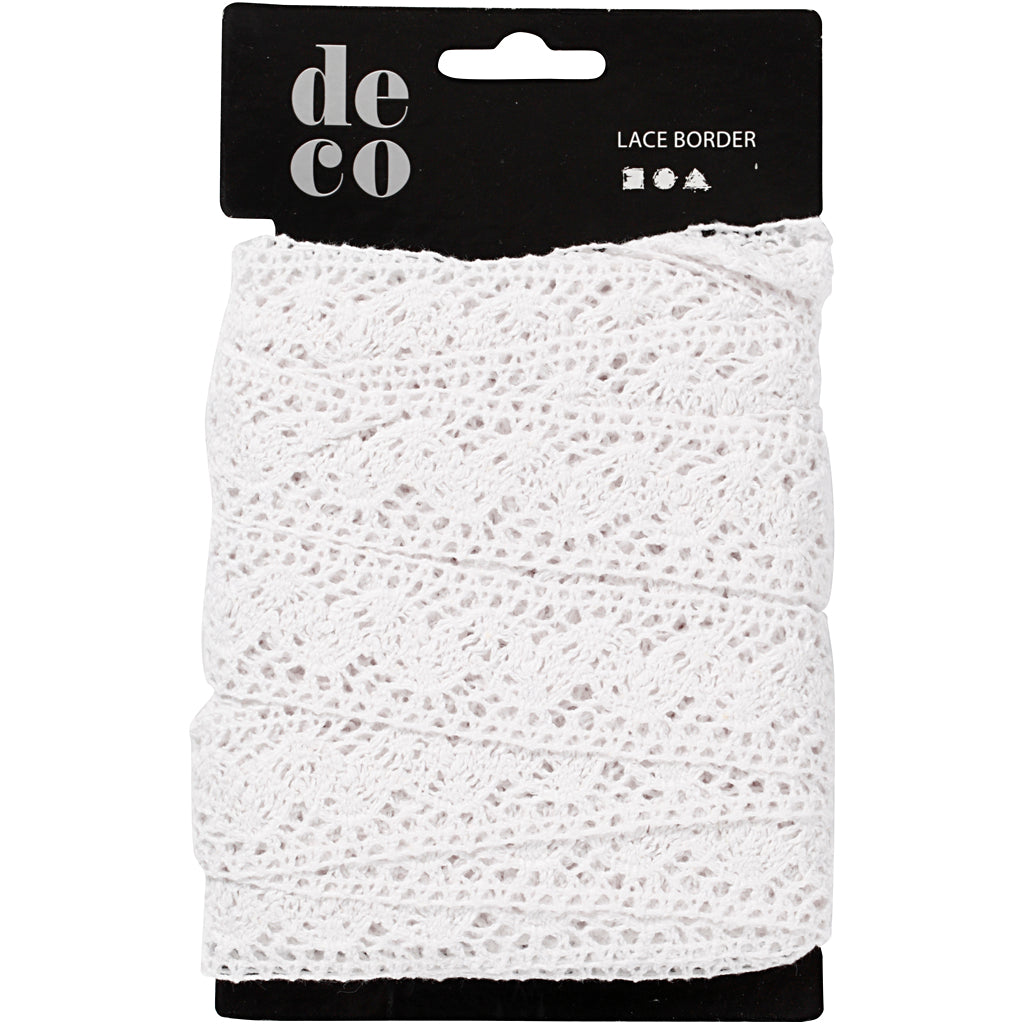 Crochet Lace Border , W: 30 mm, white, 10 m/ 1 roll