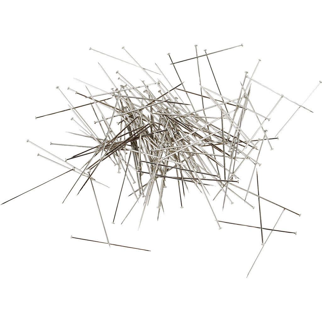 Spilli da sarto, L: 37 mm, spess. 0,7 mm, ca. 4500 pz, argento, 500 g/ 1 conf. [HOB-41113]