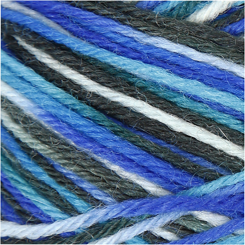 Lana per Calze, L: 200 M, armonia blu/turchese, 50 g/ 1 gom. [HOB-41322]