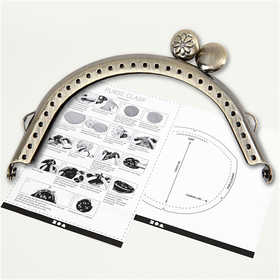 Kit chiusura per borsetta, misura 8 cm, ottone spazzolato, 1 pz [HOB-41355]