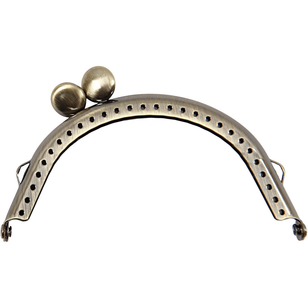 Kit chiusura per borsetta, misura 8 cm, ottone spazzolato, 1 pz [HOB-41355]