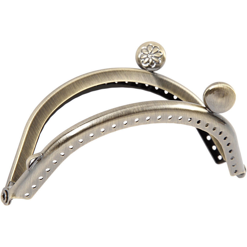 Kit chiusura per borsetta, misura 8 cm, ottone spazzolato, 1 pz [HOB-41355]