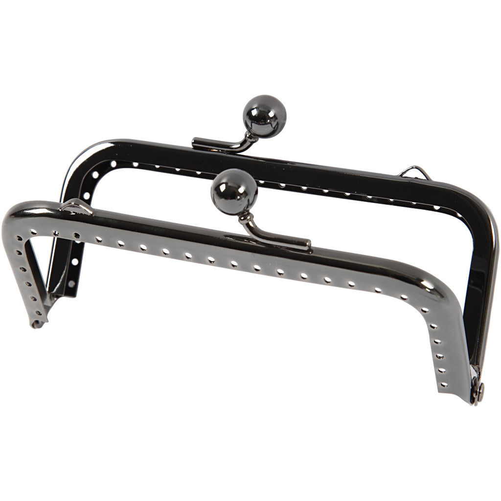 Kit chiusura per borsetta, misura 10 cm, grigio scuro metallico, 1 pz [HOB-41359]