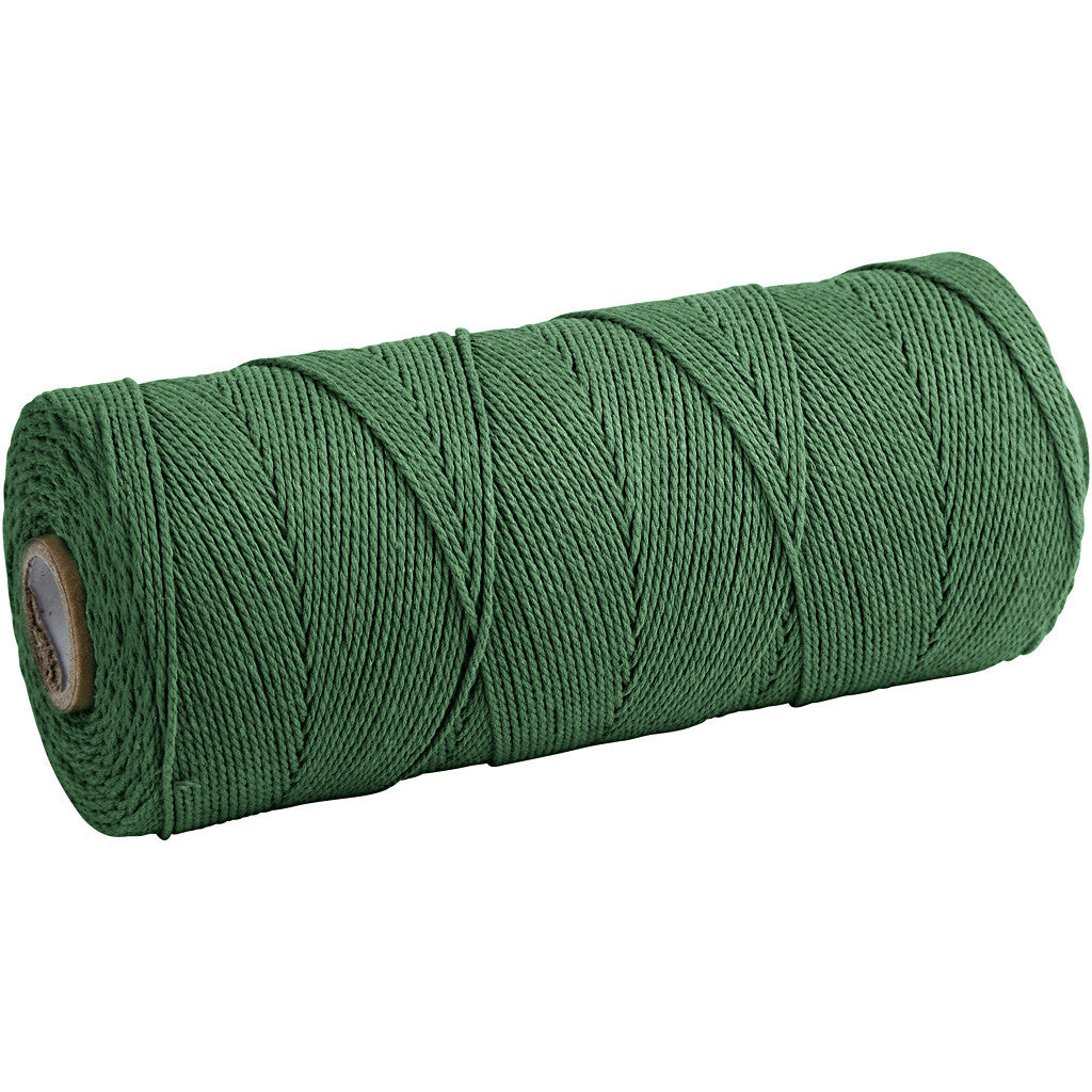 Corda in poliestere, L: 315 M, spess. 1 mm, Qualità sottile 12/12, verde, 220 g/ 1 gom. [HOB-41516]