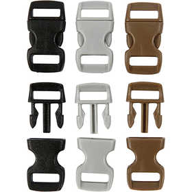 Click Clasp, L: 29 mm, L: 15 mm, misura buco 3x11 mm, nero, marrone, grigio, 100 pz/ 1 conf. [HOB-41619]