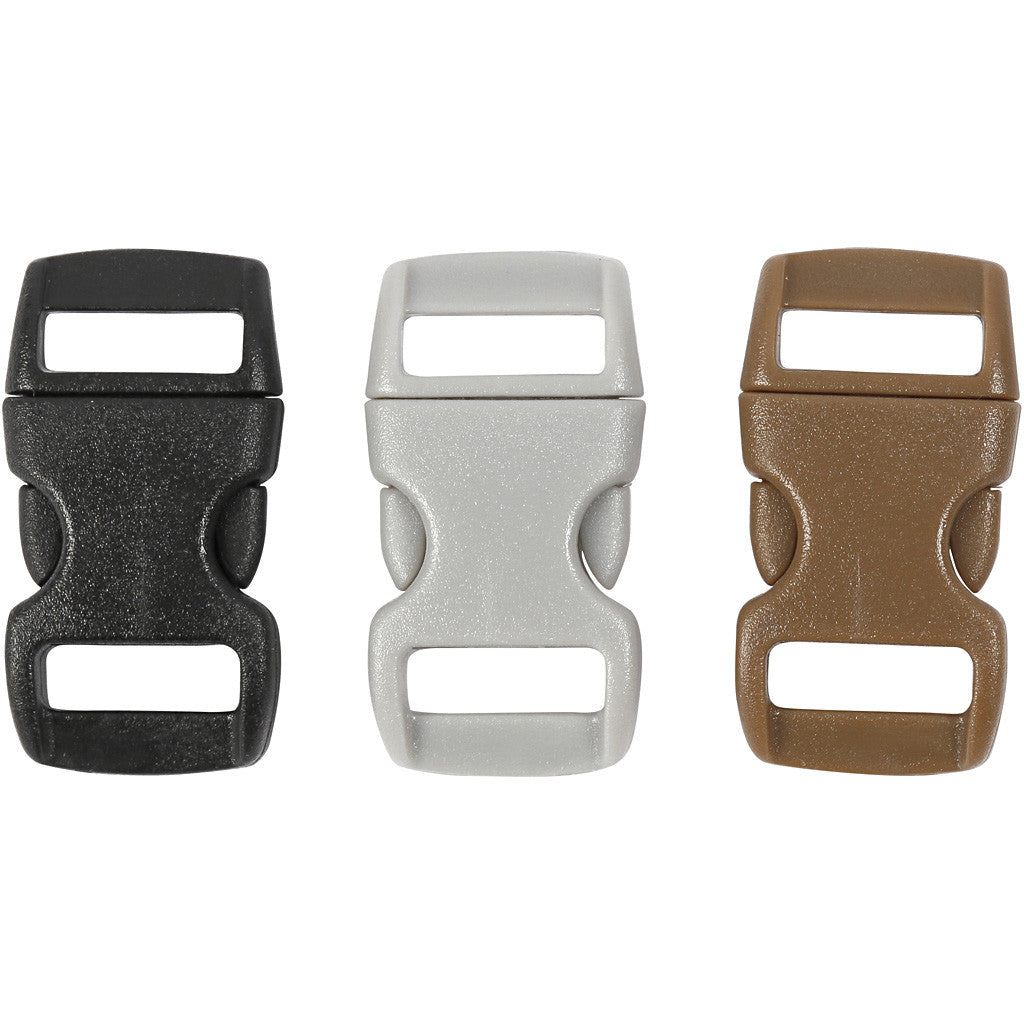 Click Clasp, L: 29 mm, L: 15 mm, misura buco 3x11 mm, nero, marrone, grigio, 100 pz/ 1 conf. [HOB-41619]