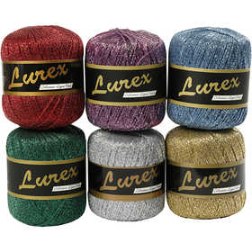 Filo in Lurex, L: 160 M, colori asst., 6x25 g/ 1 conf. [HOB-42147]