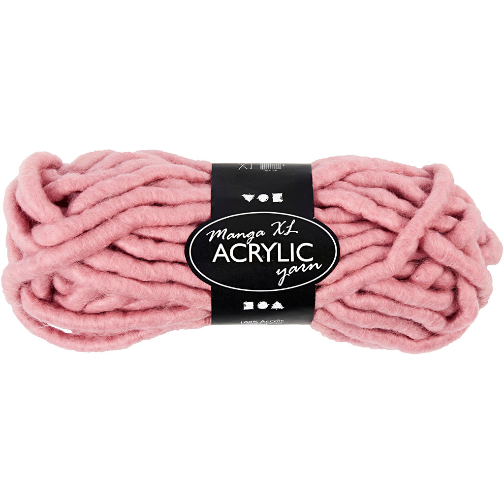 Chunky Yarn of Acrylic, L: 17 M, size manga, rose, 200 g/ 1 ball