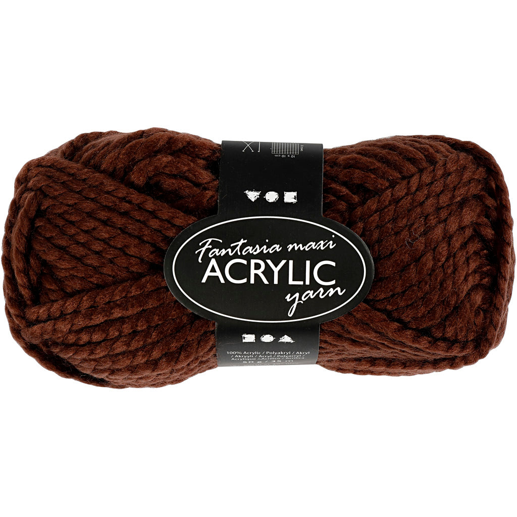 Filo Acrilico Fantasia, L: 35 M, Maxi, marrone, 50 g/ 1 gom. [HOB-421880]