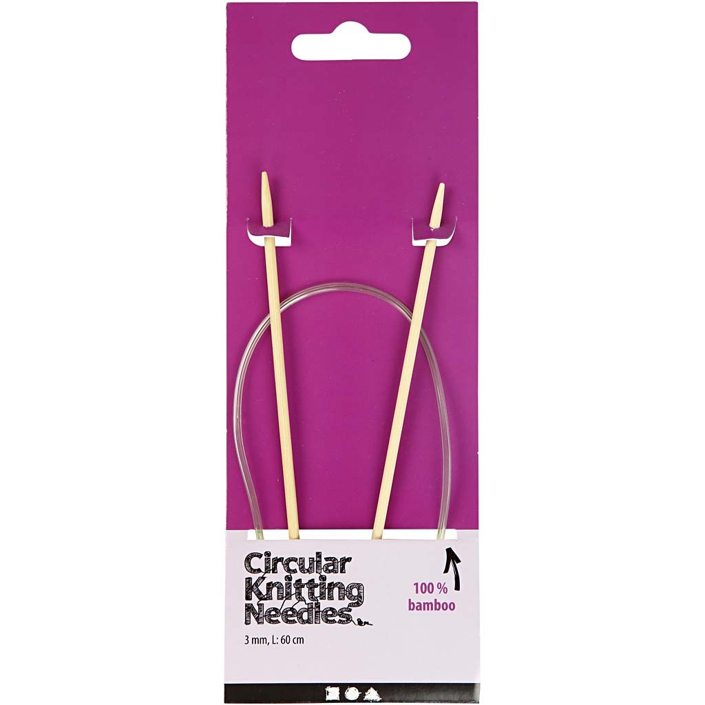 Ferri da maglia circolari, L: 60 cm, misura 3 mm, 1 pz [HOB-42269]