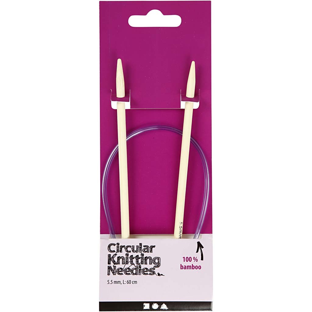 Ferri da maglia circolari, L: 60 cm, misura 5,5 mm, 1 pz [HOB-42274]