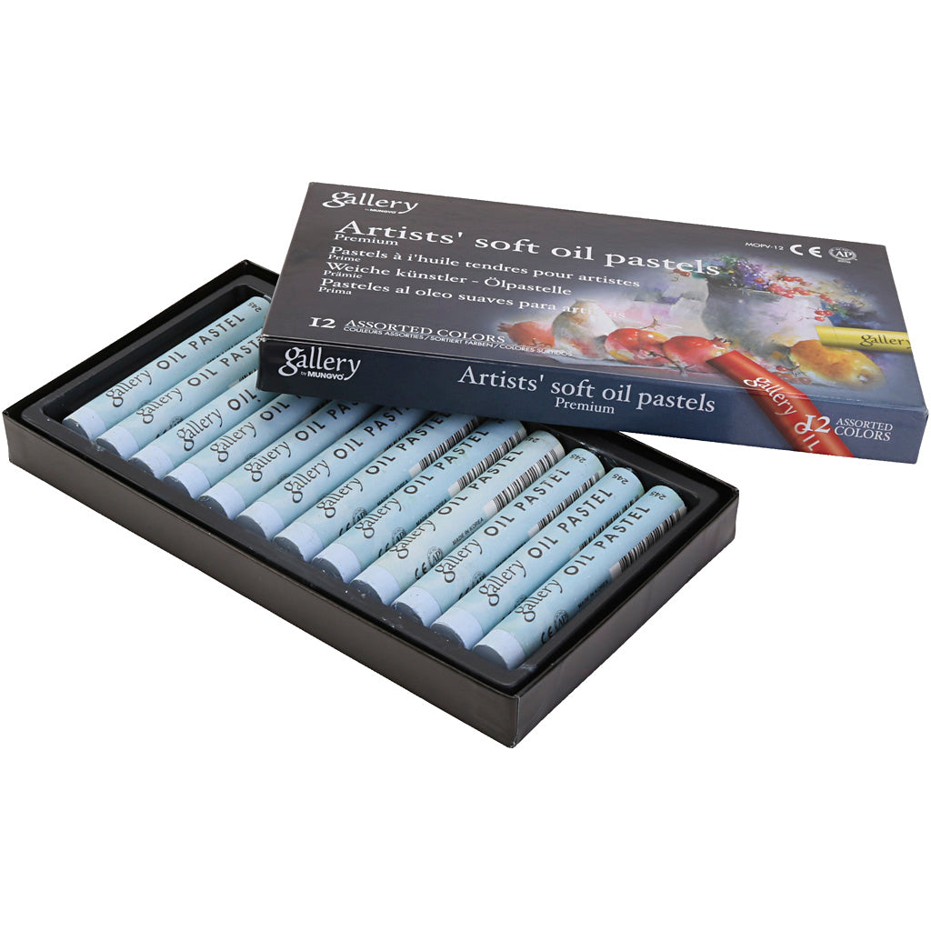 Gallery Oil Pastel, L: 7 cm, dia. 11 mm, thickness 11 mm, light grey, 12 pc