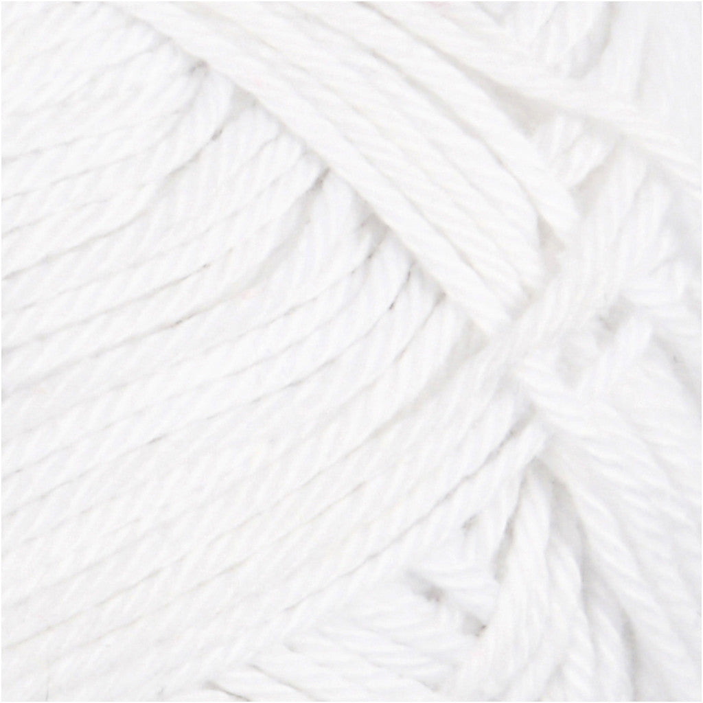 Filato di cotone, dim. 8/4, L: 170 M, usando ago 3-3,5, bianco, 50 g/ 1 gom. [HOB-431020]