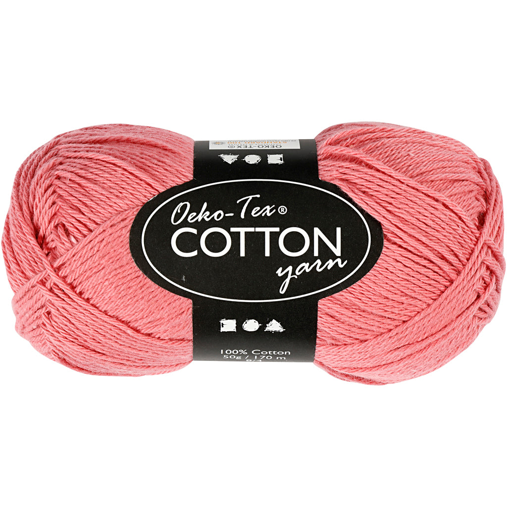 Cotton Yarn, no. 8/4, L: 170 M, needle 3-3,5, dark rose, 50 g/ 1 ball