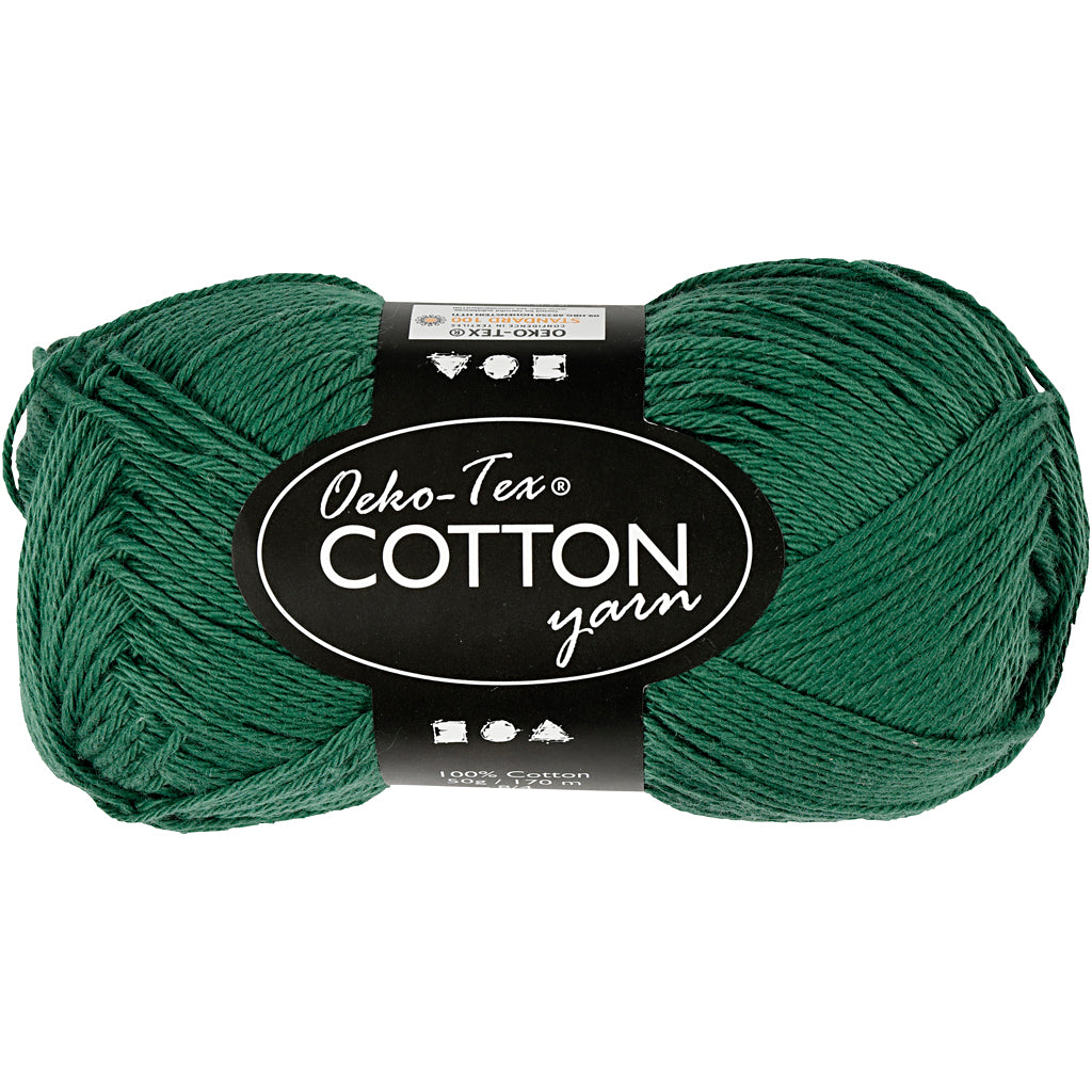 Cotton Yarn, no. 8/4, L: 170 M, needle 3-3,5, dark green, 50 g/ 1 ball