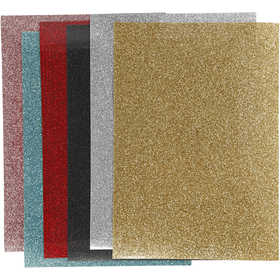 Pellicola da stirare, foglio 148x210 mm, glitter, colori asst., 6 fgl./ 1 conf. [HOB-443370]