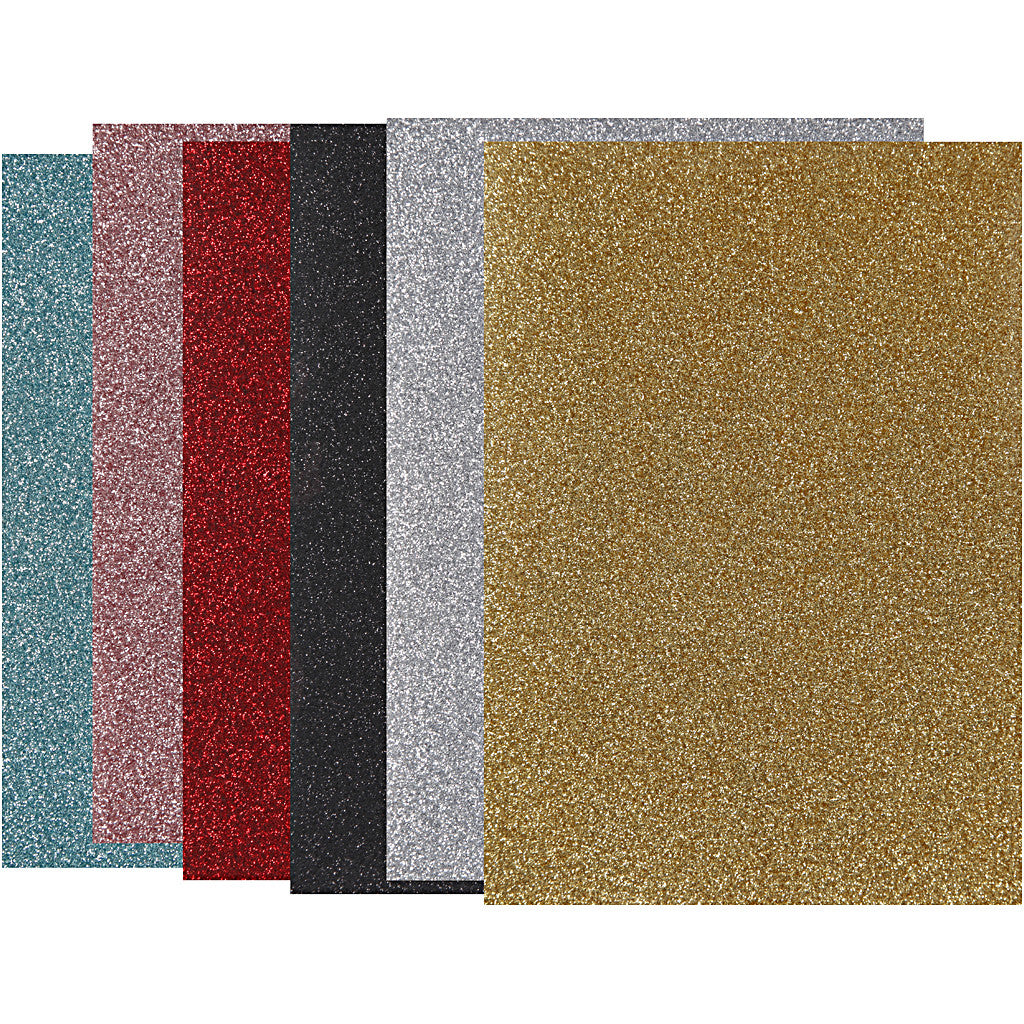Pellicola da stirare, foglio 148x210 mm, glitter, colori asst., 6x10 fgl./ 1 conf. [HOB-44337]