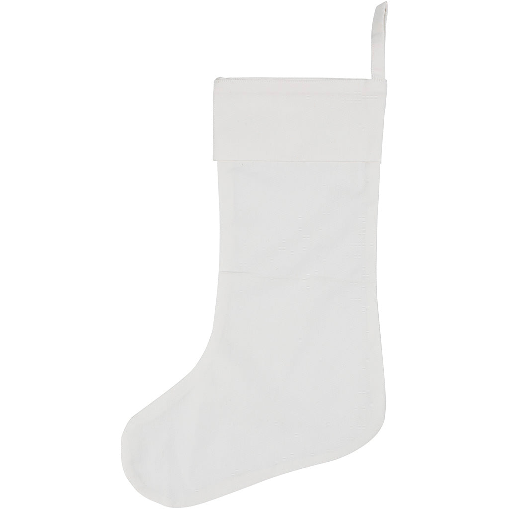 Christmas Stocking, H: 40 cm, W: 26 cm, 210 g, white