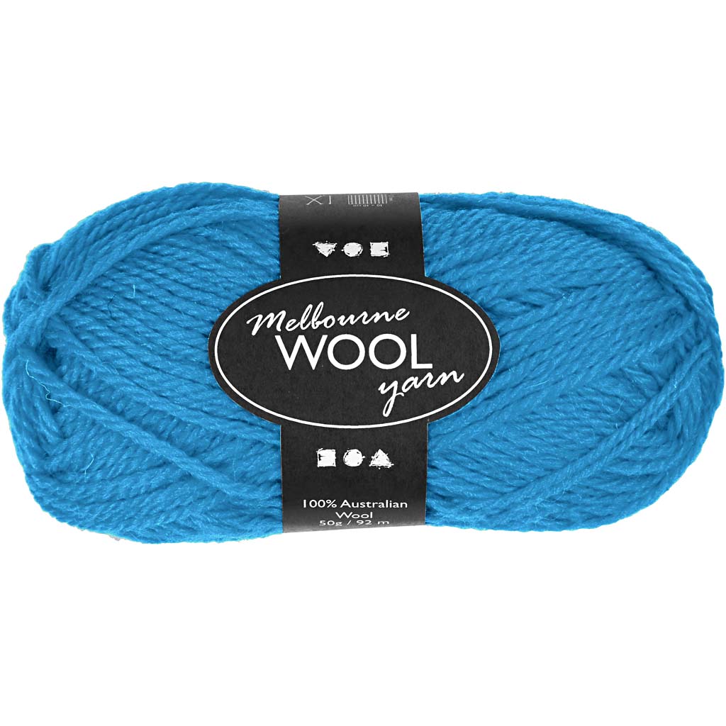 Melbourne Wool Yarn, L: 92 M, light blue, 50 g/ 1 ball