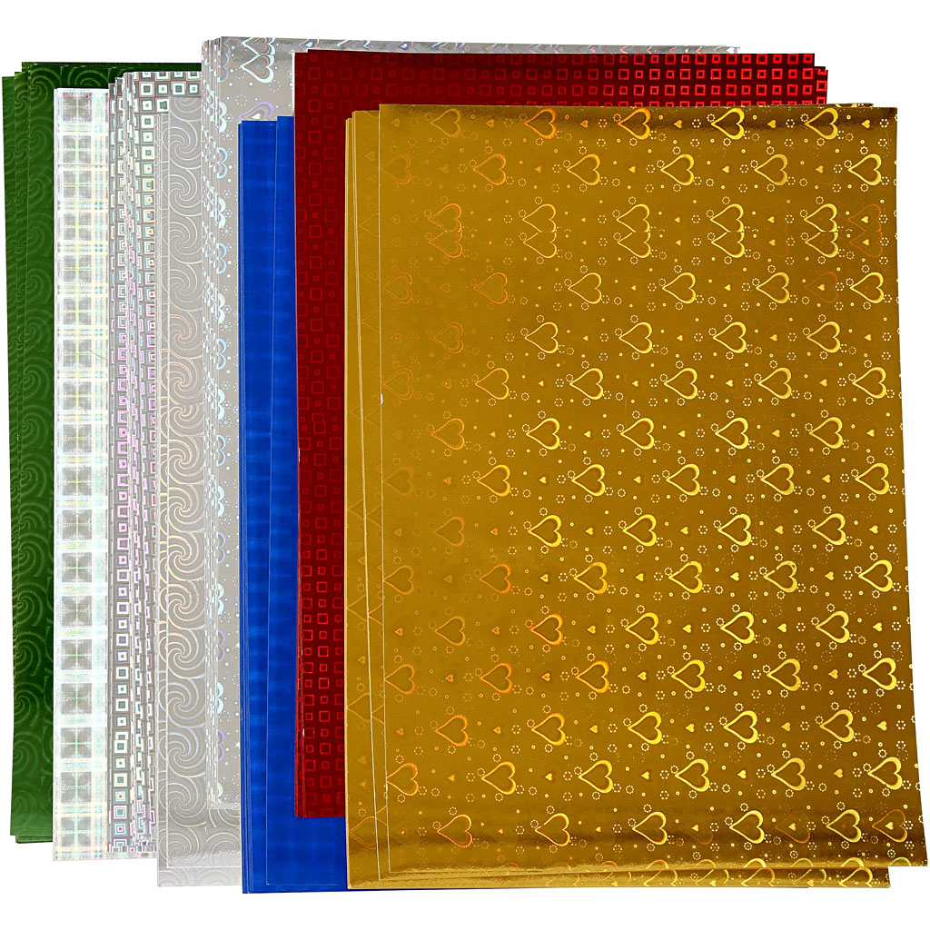 Carta olografica, A4, foglio 210x297 mm, 120 g, 8 fgl. asst./ 1 conf. [HOB-449470]