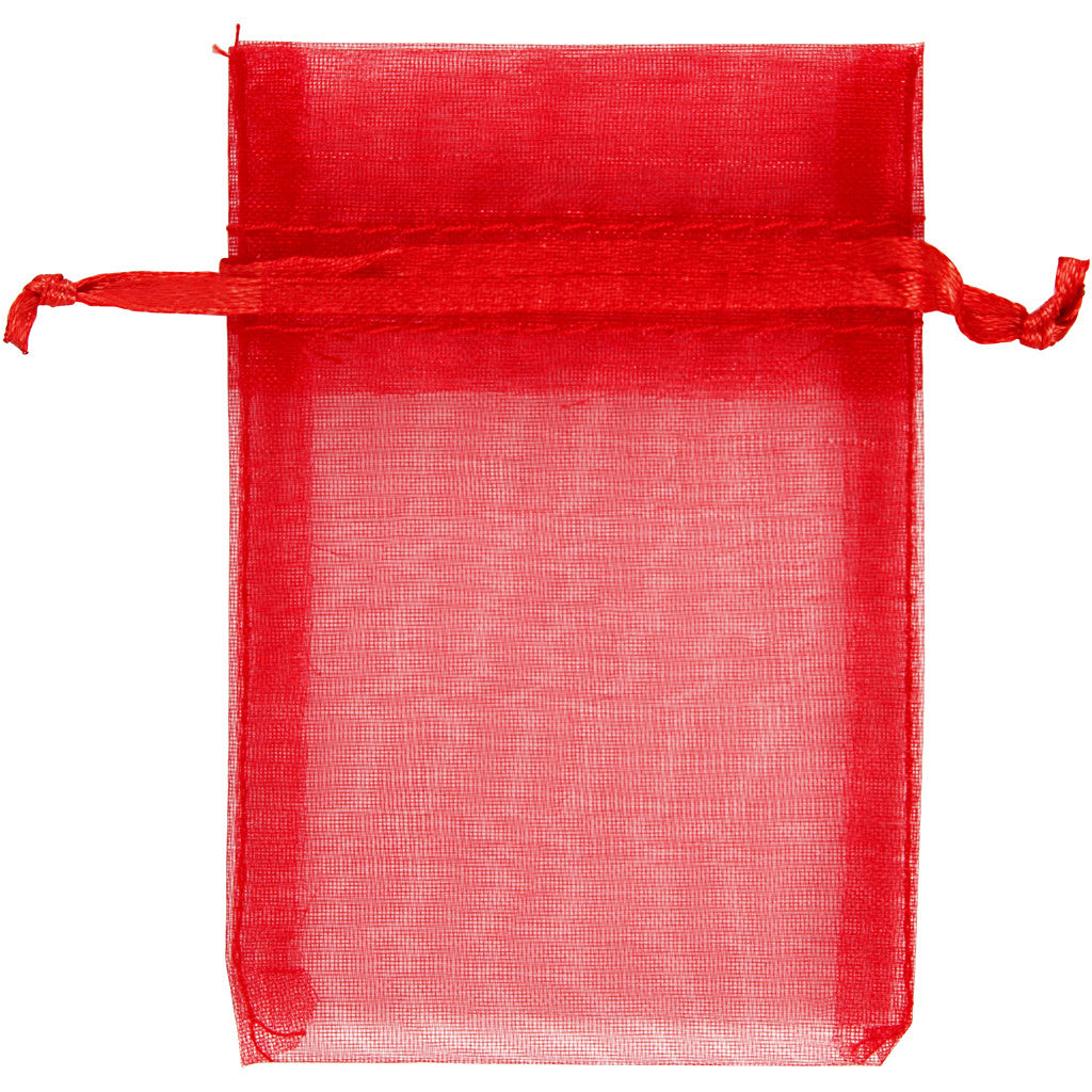 Sacchettini in organza, misura 7x10 cm, rosso, 10 pz/ 1 conf. [HOB-4743903]