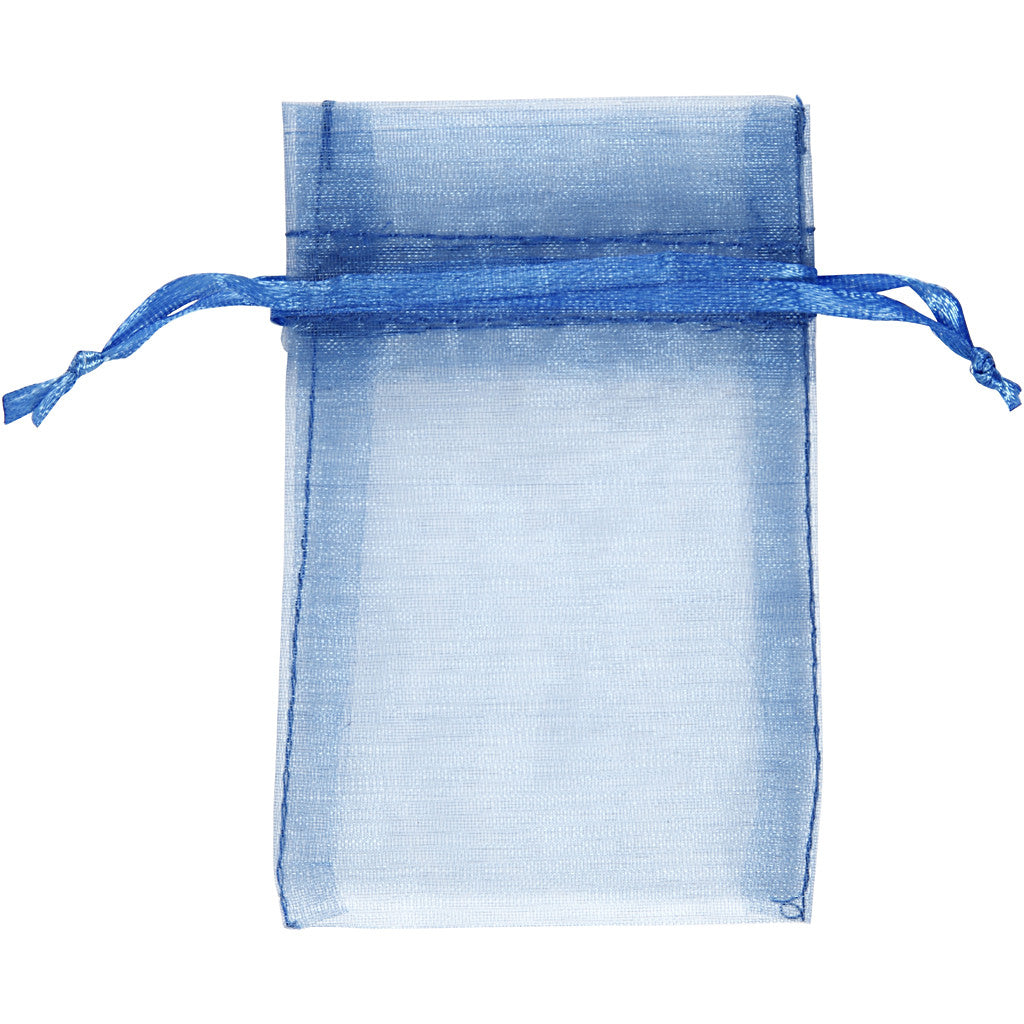 Sacchettini in organza, misura 7x10 cm, blu, 10 pz/ 1 conf. [HOB-4743904]