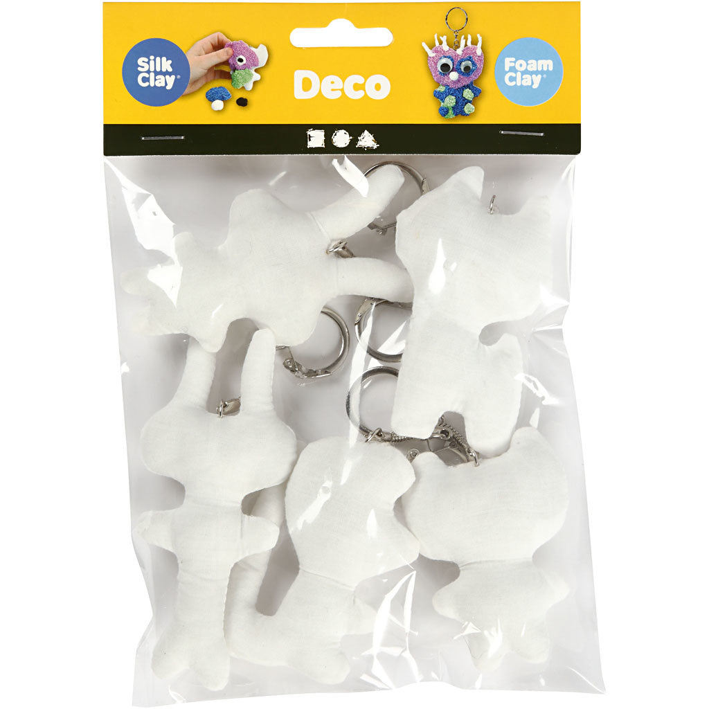 Figure di stoffa con anello portachiavi, H: 6-10 cm, 5 pz/ 1 conf. [HOB-49503]