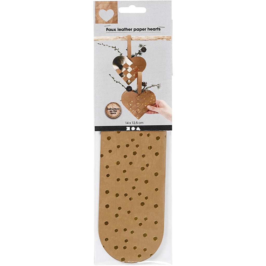 Cuori di carta in finta pelle, spess. 0,55 mm, oro, 1 set [HOB-498831]